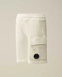 C.P. Company U16 Diagonal Fleece Cargo Shorts Gauze White Store