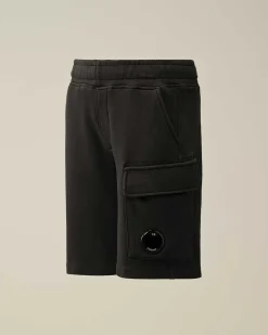 C.P. Company U16 Diagonal Fleece Cargo Shorts Black Sale