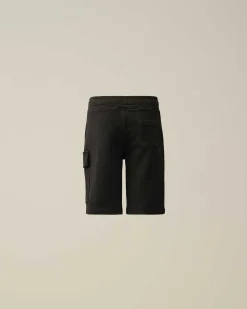 C.P. Company U16 Diagonal Fleece Cargo Shorts Black Hot