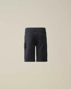 C.P. Company U16 Diagonal Fleece Cargo Shorts Total Eclipse-Blue Sale