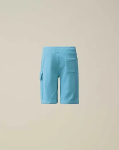 C.P. Company U16 Diagonal Fleece Cargo Shorts Niagara-Blue Cheap