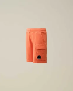 C.P. Company U16 Diagonal Fleece Cargo Shorts Gold Flame-Orange Fashion