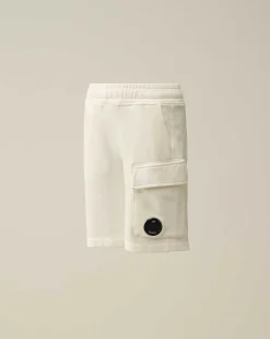 C.P. Company U16 Diagonal Fleece Cargo Shorts Gauze White Shop