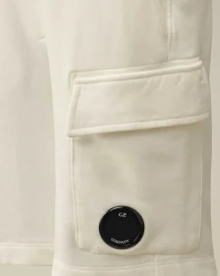C.P. Company U16 Diagonal Fleece Cargo Shorts Gauze White Shop