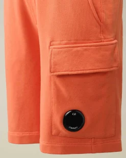 C.P. Company U16 Diagonal Fleece Cargo Shorts Gold Flame-Orange Hot