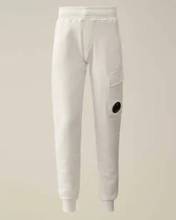 C.P. Company U16 Diagonal Fleece Cargo Sweatpants Gauze White Discount