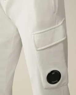 C.P. Company U16 Diagonal Fleece Cargo Sweatpants Gauze White Discount