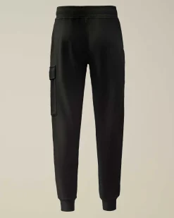 C.P. Company U16 Diagonal Fleece Cargo Sweatpants Black Cheap