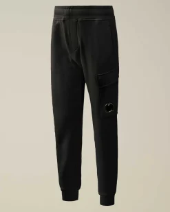 C.P. Company U16 Diagonal Fleece Cargo Sweatpants Black Cheap
