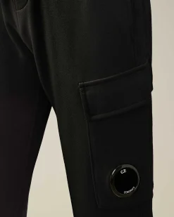 C.P. Company U16 Diagonal Fleece Cargo Sweatpants Black Cheap