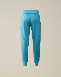 C.P. Company U16 Diagonal Fleece Cargo Sweatpants Niagara-Blue New