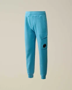 C.P. Company U16 Diagonal Fleece Cargo Sweatpants Niagara-Blue New