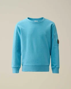 C.P. Company U16 Diagonal Fleece Lens Sweatshirt Niagara-Blue Sale