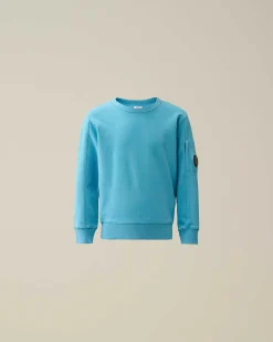 C.P. Company U16 Diagonal Fleece Lens Sweatshirt Niagara-Blue New