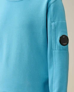 C.P. Company U16 Diagonal Fleece Lens Sweatshirt Niagara-Blue Clearance