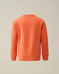 C.P. Company U16 Diagonal Fleece Logo Sweatshirt Gold Flame-Orange Shop