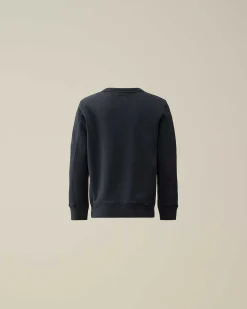 C.P. Company U16 Diagonal Fleece Logo Sweatshirt Total Eclipse-Blue Cheap