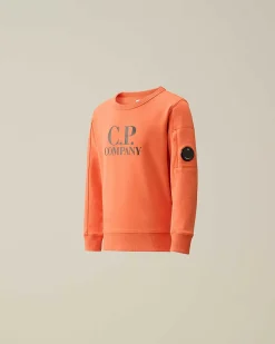 C.P. Company U16 Diagonal Fleece Logo Sweatshirt Gold Flame-Orange Sale