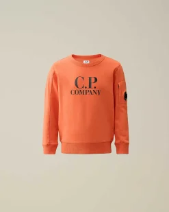 C.P. Company U16 Diagonal Fleece Logo Sweatshirt Gold Flame-Orange Sale
