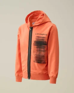C.P. Company U16 Light Fleece Graphic Hoodie Gold Flame-Orange Discount