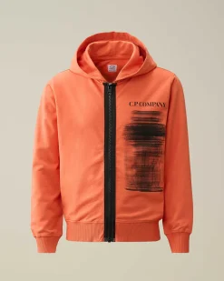 C.P. Company U16 Light Fleece Graphic Hoodie Gold Flame-Orange Discount