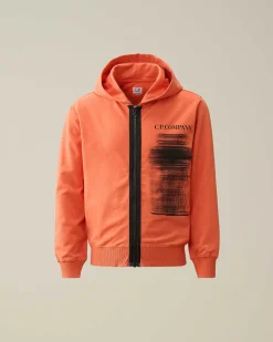 C.P. Company U16 Light Fleece Graphic Hoodie Gold Flame-Orange Fashion