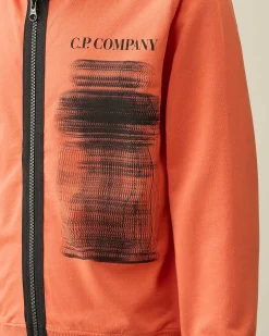 C.P. Company U16 Light Fleece Graphic Hoodie Gold Flame-Orange Fashion