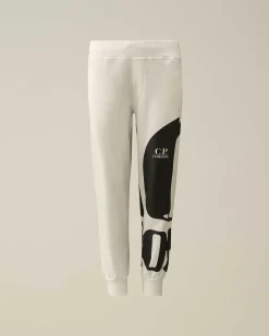 C.P. Company U16 Light Fleece Logo Sweatpants Gauze White Best Sale