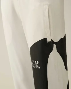 C.P. Company U16 Light Fleece Logo Sweatpants Gauze White Best Sale