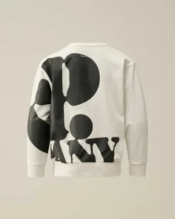 C.P. Company U16 Light Fleece Logo Sweatshirt Gauze White Cheap