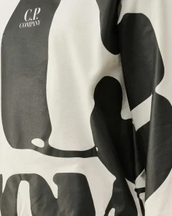 C.P. Company U16 Light Fleece Logo Sweatshirt Gauze White Best Sale