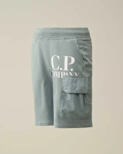 C.P. Company U16 Light Fleece Mixed Cargo Shorts Turbulence-Grey Fashion