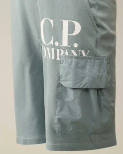 C.P. Company U16 Light Fleece Mixed Cargo Shorts Turbulence-Grey New