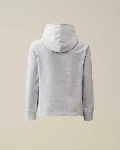 C.P. Company U16 Light Fleece Mixed Graphic Hoodie Grey Melange Hot