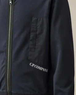 C.P. Company U16 Light Fleece Mixed Zipped Hoodie Total Eclipse-Blue Outlet