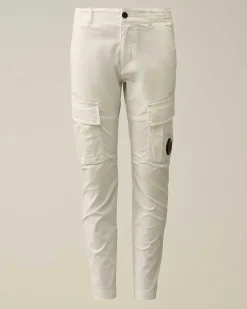 C.P. Company U16 Stretch Gabardine Cargo Pants Gauze White Cheap