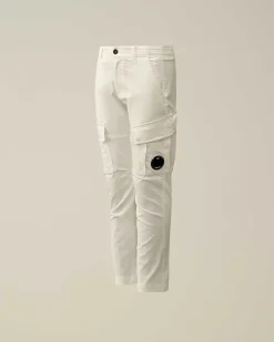 C.P. Company U16 Stretch Gabardine Cargo Pants Gauze White Shop