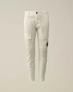 C.P. Company U16 Stretch Gabardine Cargo Pants Gauze White Cheap