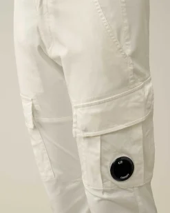C.P. Company U16 Stretch Gabardine Cargo Pants Gauze White Cheap