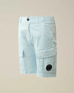 C.P. Company U16 Stretch Gabardine Cargo Shorts Starlight Blue Outlet