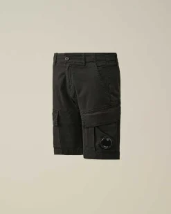 C.P. Company U16 Stretch Gabardine Cargo Shorts Black Store