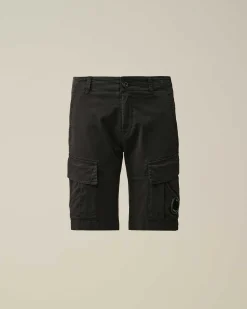C.P. Company U16 Stretch Gabardine Cargo Shorts Black Store