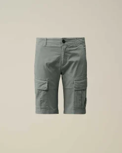 C.P. Company U16 Stretch Gabardine Cargo Shorts Turbulence-Grey Outlet