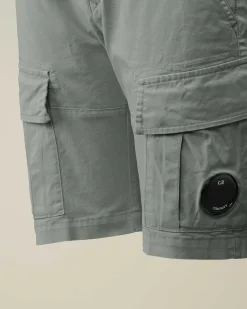 C.P. Company U16 Stretch Gabardine Cargo Shorts Turbulence-Grey Outlet