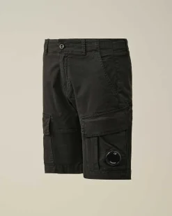 C.P. Company U16 Stretch Gabardine Cargo Shorts Black Cheap