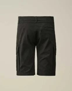 C.P. Company U16 Stretch Gabardine Cargo Shorts Black Cheap