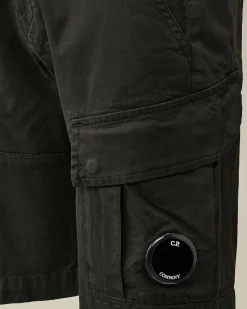 C.P. Company U16 Stretch Gabardine Cargo Shorts Black Cheap
