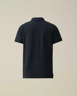 C.P. Company U16 Stretch Piquet Logo Polo Shirt Total Eclipse-Blue Best Sale