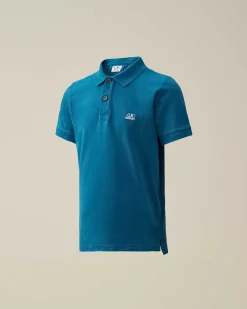 C.P. Company U16 Stretch Piquet Logo Polo Shirt Ink Blue Fashion